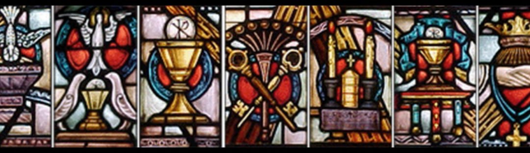 Stained Glass of the seven Catholic Sacraments